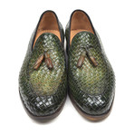 Woven Leather Tassel Loafers // Green (Euro: 45)