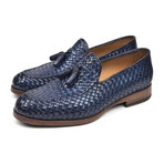 Woven Leather Tassel Loafers // Navy (Euro: 41)