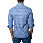 Checkered Button-Up // Blue + White (S)