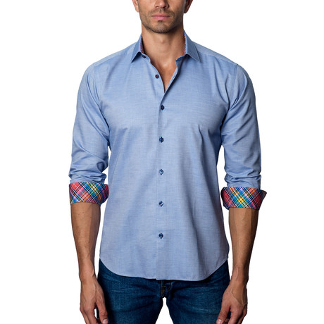 Solid Button-Up // Blue + Multi (S)