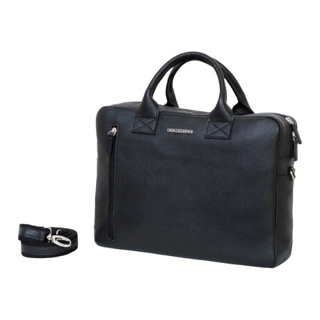 L001 Cervo Leather Briefcase // Black