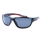 Wrap-Around Triangular Sport Sunglasses // Black + Red