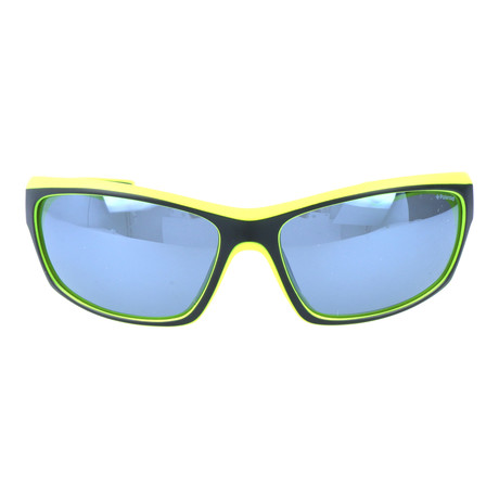 Colorblocked Wrap-Around Sport Sunglasses // Black + Neon Green