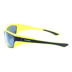 Colorblocked Wrap-Around Sport Sunglasses // Black + Neon Green