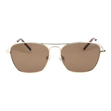 Tapered Bottom Square Aviator // Gold + Brown