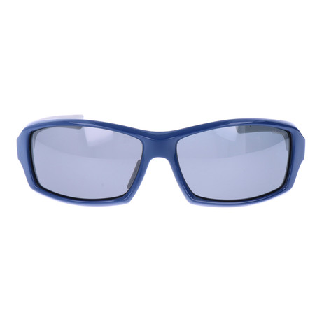 Chiseled Rectangle Thick Rim Sunglasses // Blue