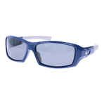 Chiseled Rectangle Thick Rim Sunglasses // Blue