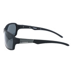 Oversized Rectangle Sport Sunglasses // Black + Grey