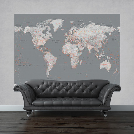 Modern Silver Map // Wall Mural