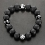 Beaded Bracelet // Matte Black Onyx + Stainless Steel