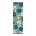 Garden City Peony Transitional Rug // Aqua (2'7"L x 7'3"W)