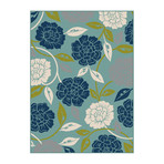 Garden City Peony Transitional Rug // Aqua (2'7"L x 7'3"W)