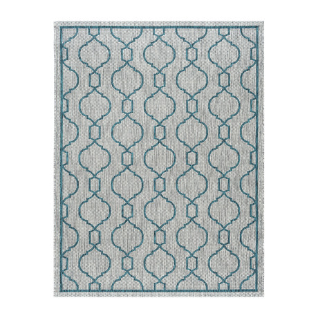 Veranda Villa Transitional Rug // Teal (2'7"L x 7'3"W)