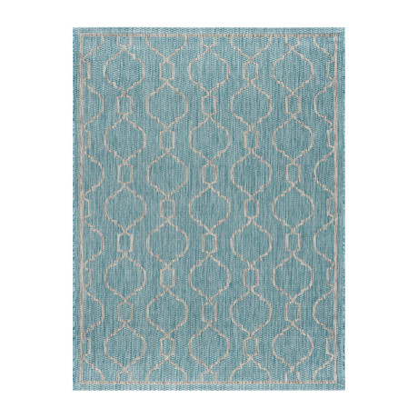 Veranda Villa Transitional Rug // Aqua (2'7"L x 7'3"W)