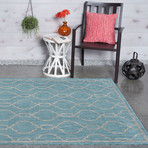 Veranda Villa Transitional Rug // Aqua (2'7"L x 7'3"W)