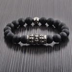 Skull Beaded Bracelet // Black Onyx