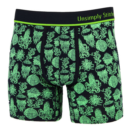 Coral Reef Boxer Brief // Black + Lime Green (S)