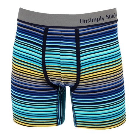 Vivid Stripes Boxer Brief // Black + Blue + Yellow (S)
