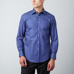 Slim Fit Jacquard Button-Up Shirt // Dark Blue (L)