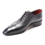 Long-Line Wingtip Perforated Oxford // Black + Grey (Euro: 46)