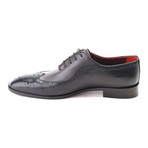 Long-Line Wingtip Perforated Oxford // Black + Grey (Euro: 39)