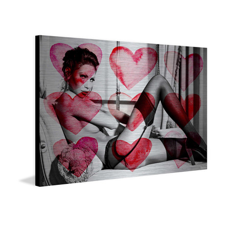 Naughty Hearts // Brushed Aluminum (18"W x 12"H x 1.5"D)