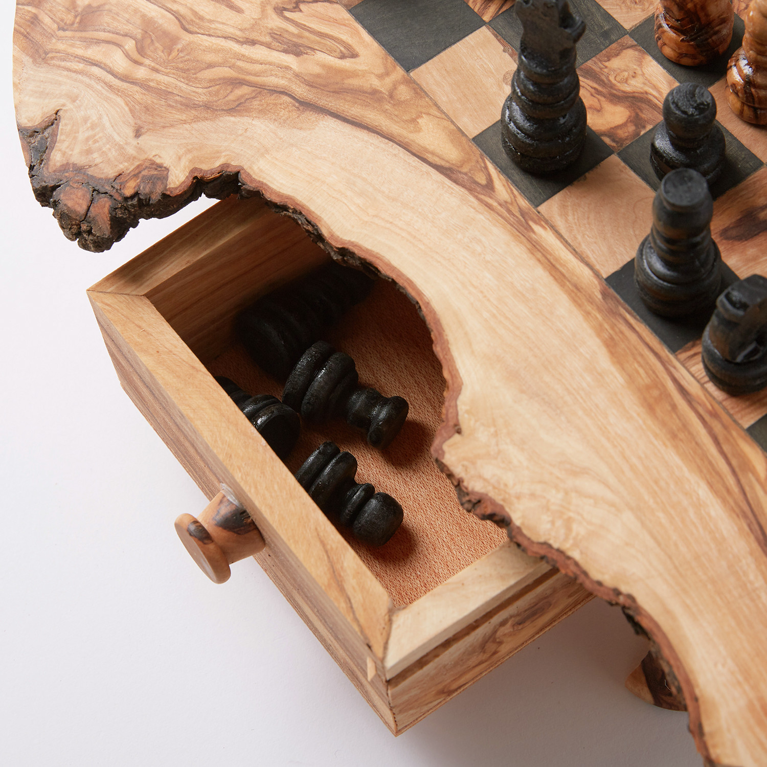 Rustic Olive Wood Chess SOlive Wood Chess Set- Rustic Wooden Chess Board at  BeldiNestet