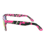Diesel // Unisex Spotted Frame Sunglasses // Dark Pink Camo + Orange Mirror