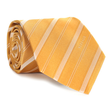 Dashed Stripes Tie // Yellow + White