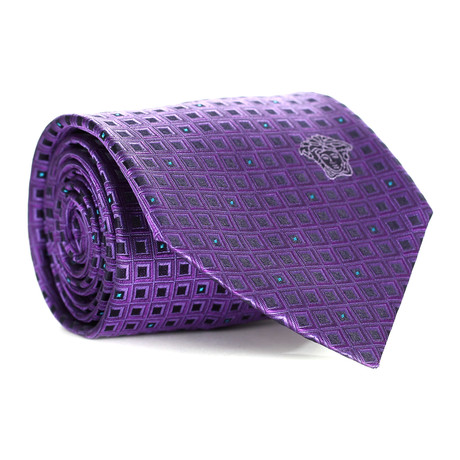 Geometric Squares Tie // Purple + Black