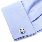 Contrast Rim Lapis Stone Stainless Steel Cufflinks // Silver + Blue