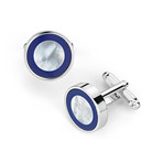 Contrast Rim Lapis Stone Stainless Steel Cufflinks // Silver + Blue