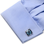 Floral Tile Cufflinks // Blue Multi