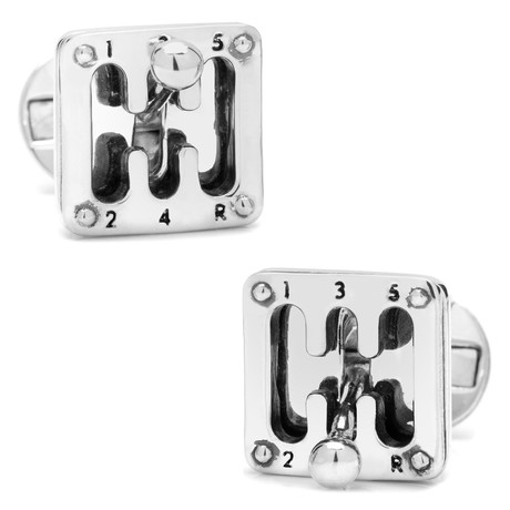 Moving Gear Shifter Cufflinks // Silver