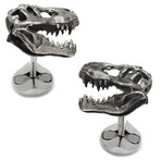 Sterling T-Rex Dinosaur Skull Cufflinks // Silver