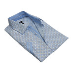 Tic-Tac Grid Button-Up Shirt // Blue (S)