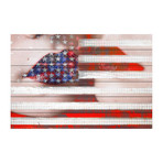 Patriotic Lips Painting Print on White Wood (18"W x 12"H x 1.5"D)