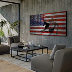 Surfing the Flag Painting Print on Metal (24"W x 12"H x 1.5"D)