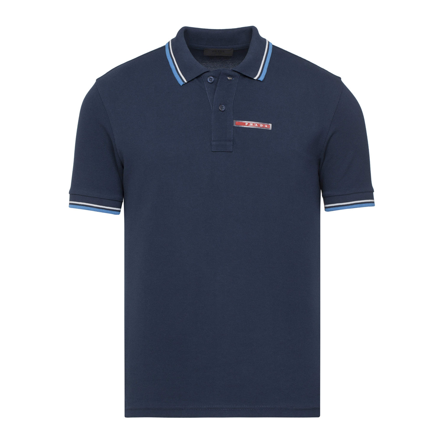 Contrast Stripe Trimmed Polo // Navy Blue (L) - Prada - Touch of Modern