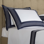 Porto Pillowcase // White + Navy (Standard)