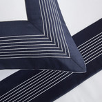 Porto Pillowcase // White + Navy (Standard)