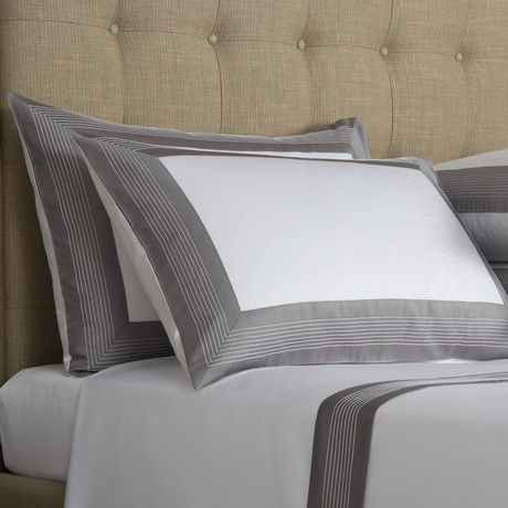 Porto Pillowcase // White + Slate Gray (Standard)