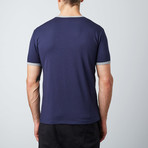 Rainbow V-Neck T-Shirt // Blue + Grey (S)