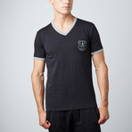 Rainbow V-Neck T-Shirt // Black + Grey (M)