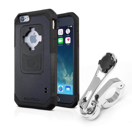 Polished Aluminum Motorcycle Handlebar Mount + Case Kit // iPhone (iPhone 6/6s)