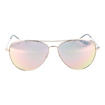 Thin Metal Rim Tonal Aviator // Rose Gold Mirror