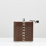 Leather Flask // Basketweave