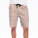 Baja Stripe Yacht Short // Khaki + White (L)