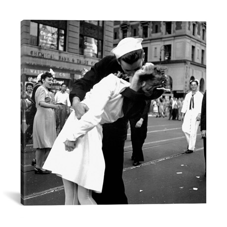 Kissing the War Goodbye - V-J Day in Times Square // Canvas (18"W x 18"H x 0.75"D)