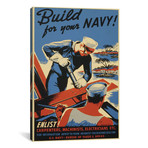 Build For Your Navy! Recruiting Vintage Poster // Leather (18"W x 12"H x 0.75"D)